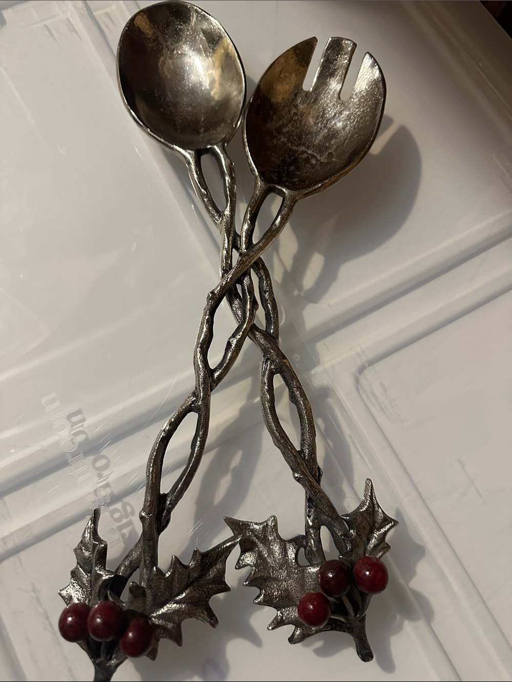 Mistletoe Christmas Serving spoon Set with Red Berries
